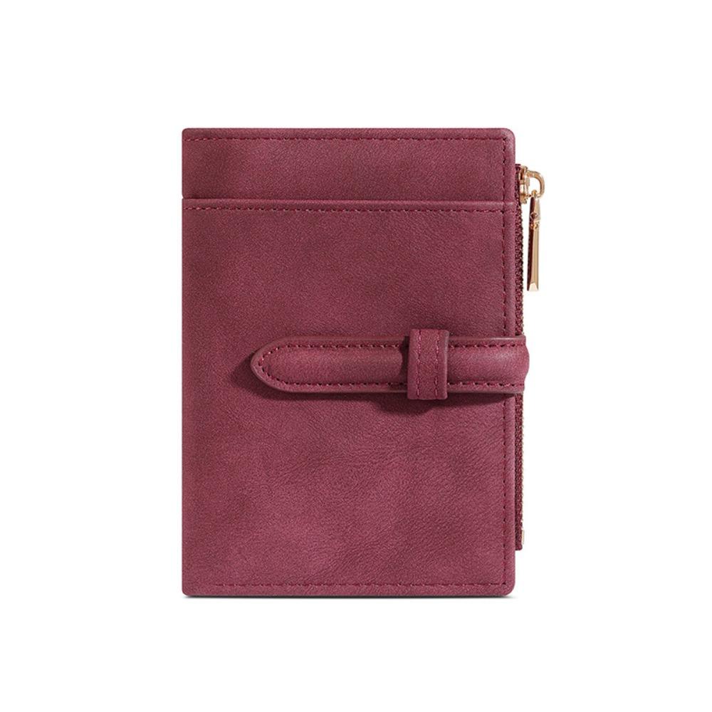 

PU Women s Wallet Multi-Cards Slot Mini Coin Pocket Wear-resistant Small Card Bag Student красный