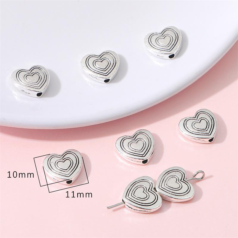 Antique Silver Alloy Heart, Flower & Butterfly Pendant for DIY Retro Jewelry Making