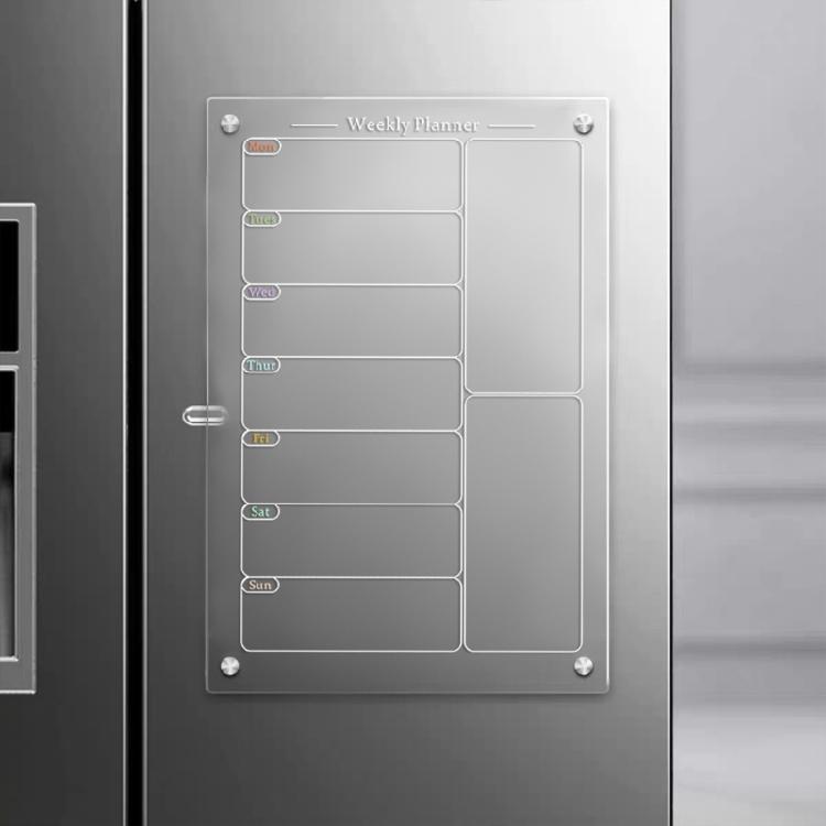 Dry Erases Board Acrylic Magnetic Meal Planner Weekly Calendar with 6 Colors Markers Menu Board for Refrigerator