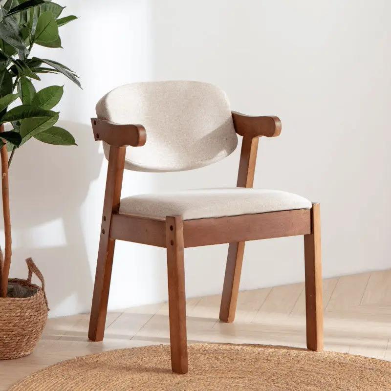 Nordic Solid Wood Dining Chair – Oak Backrest Design, Comfortable Sedentary Seat for Office, Bedroom Study & Leisure