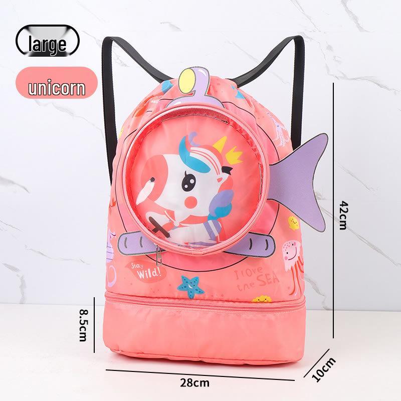 Kinder Wasserdichter Schwimmrucksack: Jungen-Kulturbeutel und Mädchen-Strandtasche mit Trocken-/Nass-Trennung