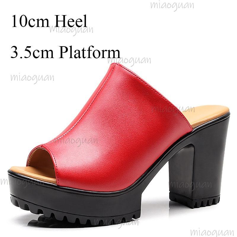 Peep Toe Mule Sandals Women s High Heel Open Toe Slides Platform Waterproof Footwear Female Fashion Slip-On Casual Slippers 34
