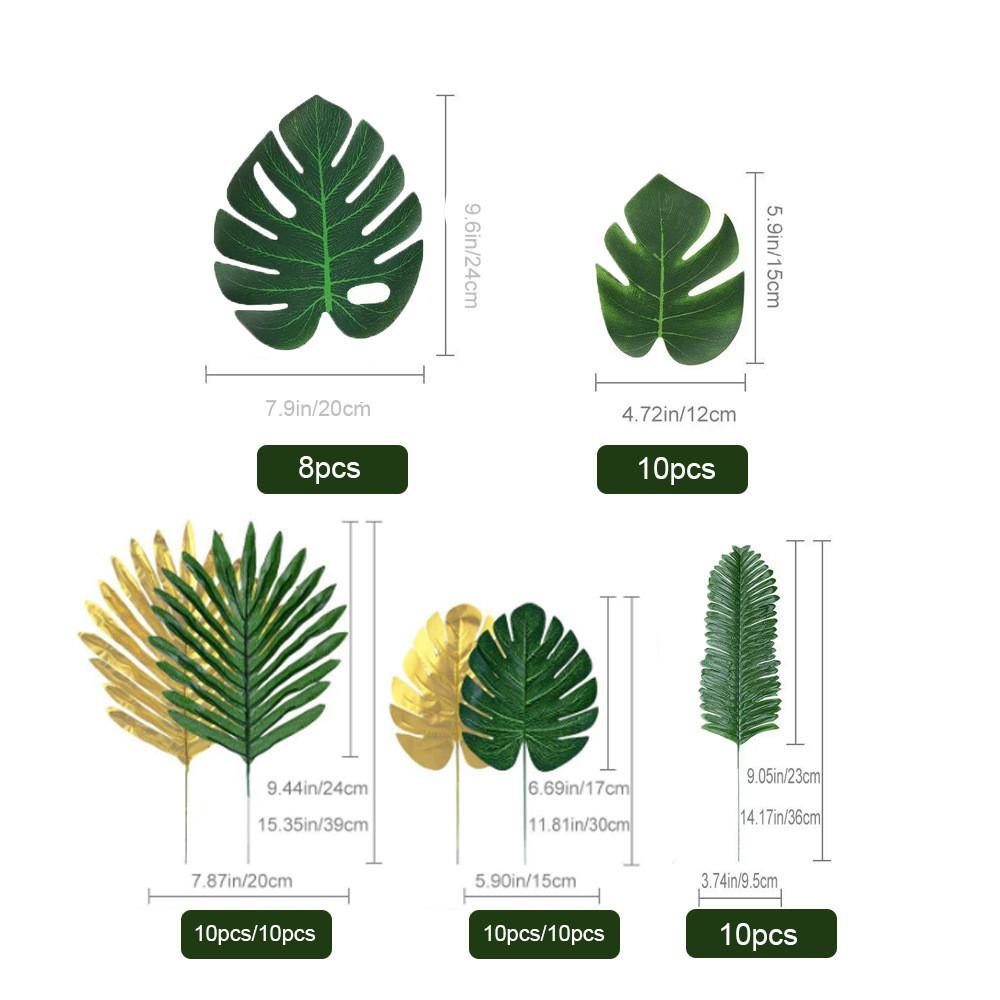 Tropical Plant Decor Set With Artificial Palm Leaves For Hawaii Jungle Party Supplies