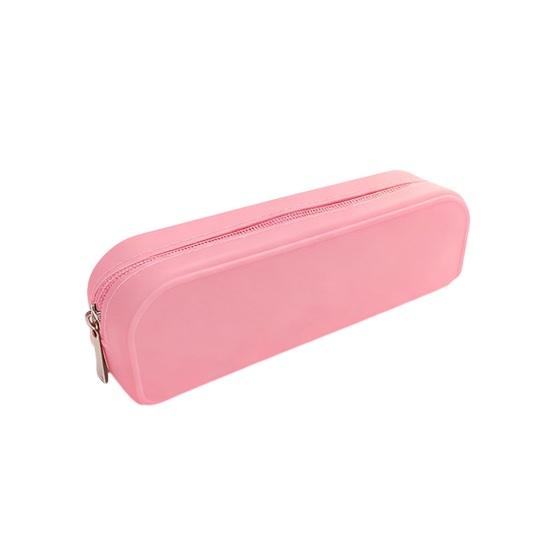 Silicone Pencil Case Soft Touch Pencil Bag with Zipper Portable Student Stationery Storage Bag Large Capacity Pen Pouch for School розовый