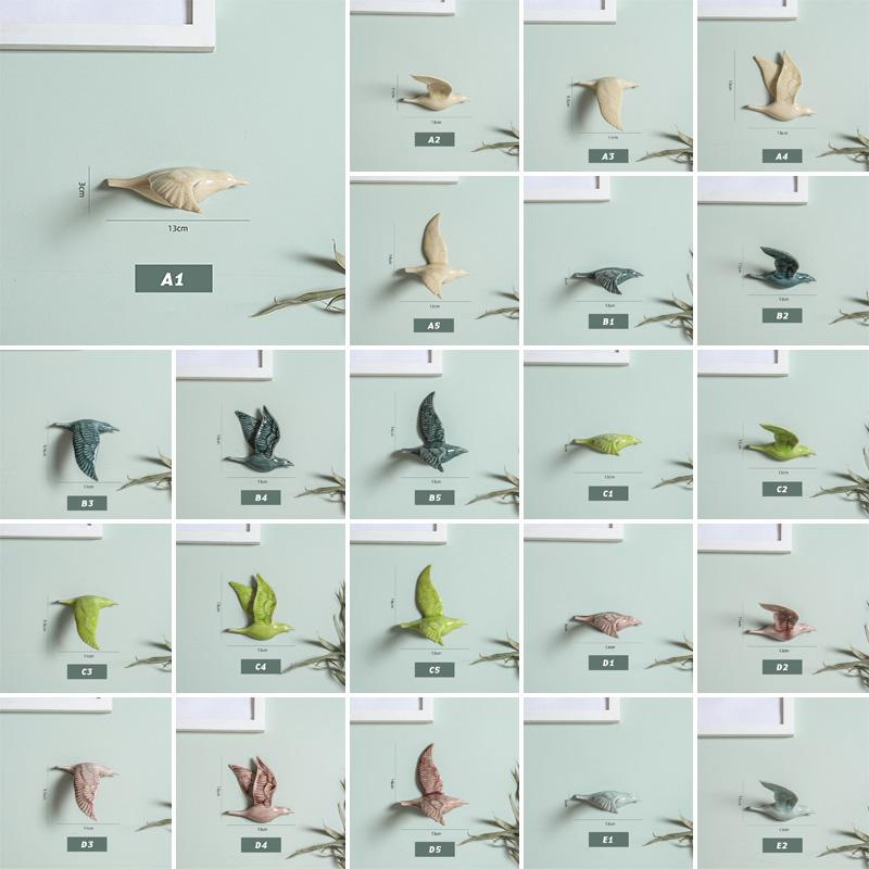 3D Ceramic Bird Creative Wall Sticker Hanging Nordic Home Wall Decor Living Room Animal Statue TV Background Mounted Swallows