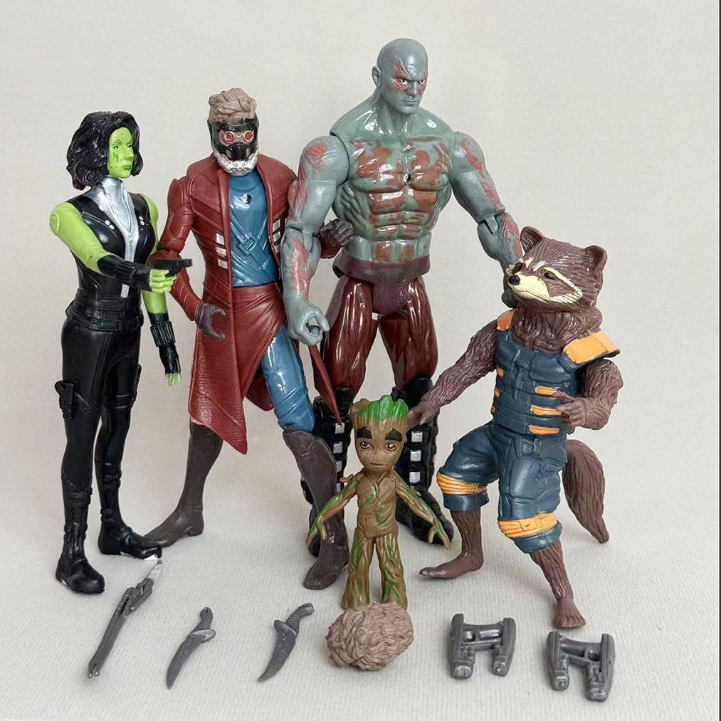 5 Stück Wächter der Galaxie Actionfiguren Set Groot Waschbär Rocket Sammlerstatuen Anime-Thema Schreibtischmodell Geschenk für Fans