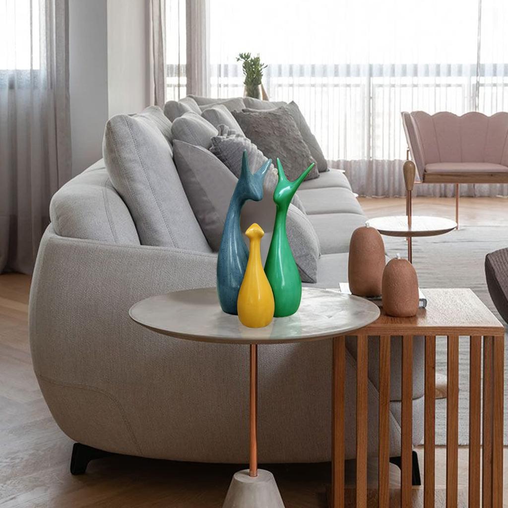 Dekoracja domu Szczęśliwy Jeleń Statuetka Rodzina Fortepian Wykończenie Ceramiczne Figurki - (Zestaw 3, Złoty Zestaw)