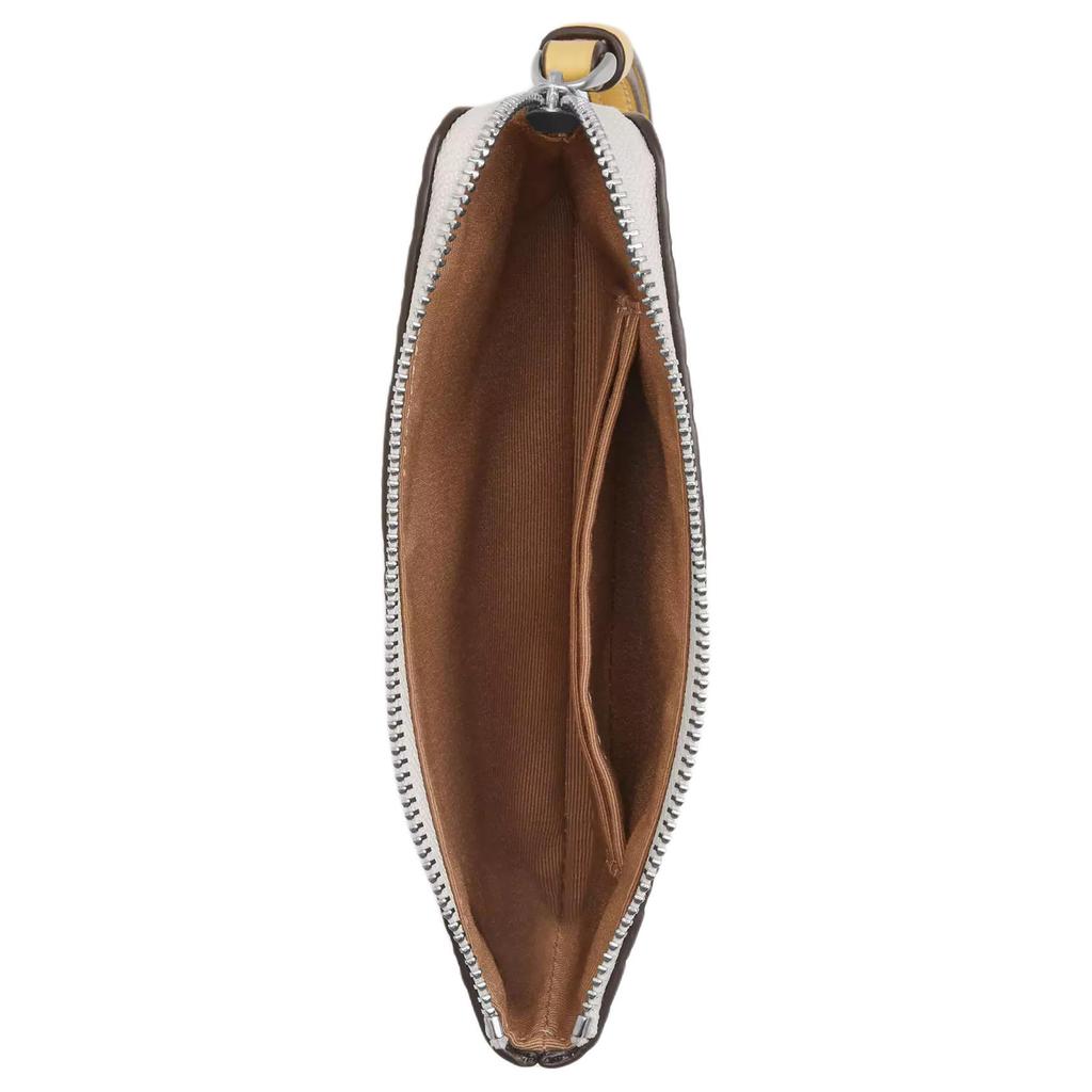 Coach Eckiger Reißverschluss 16 Blumenmuster Kieselsteinleder Clutch Kleine Damen-Clutch Silber Kreide CAQ58-SVCAH