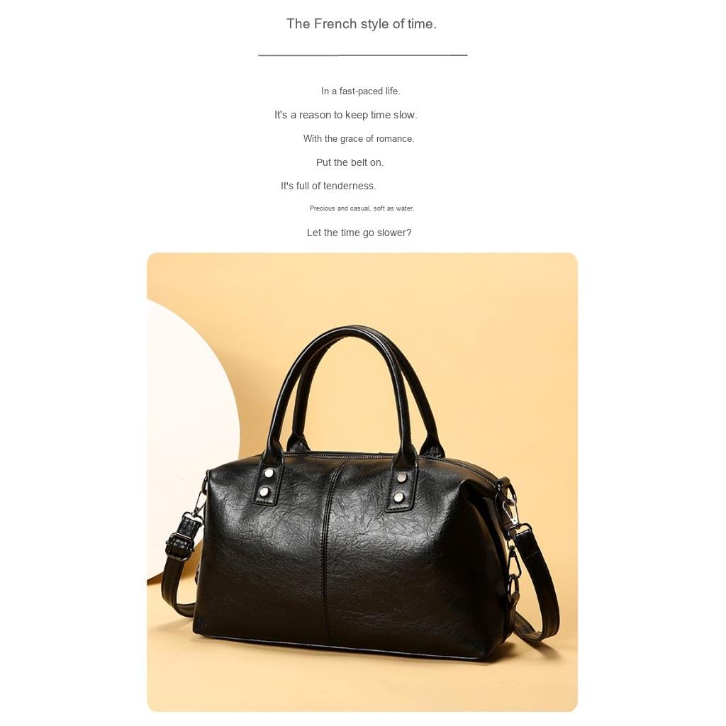Boston Bag Unisex Faux Leather Large Capacity Shoulder Crossbody Daily Wear