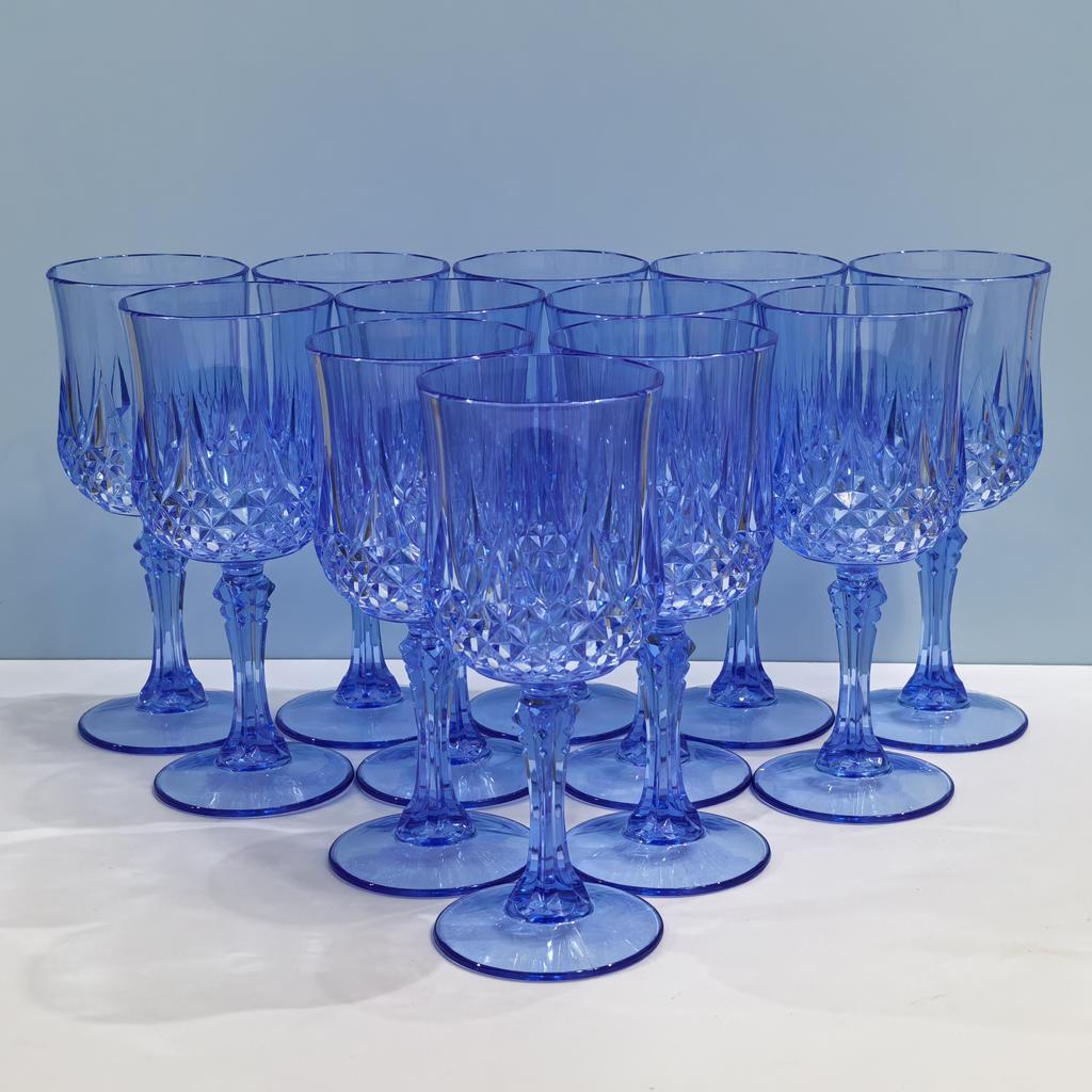 7oz Vintage Diamond Wine Glass - Elegant shatterproof plastic tall wine glass for champagne and dessert wine