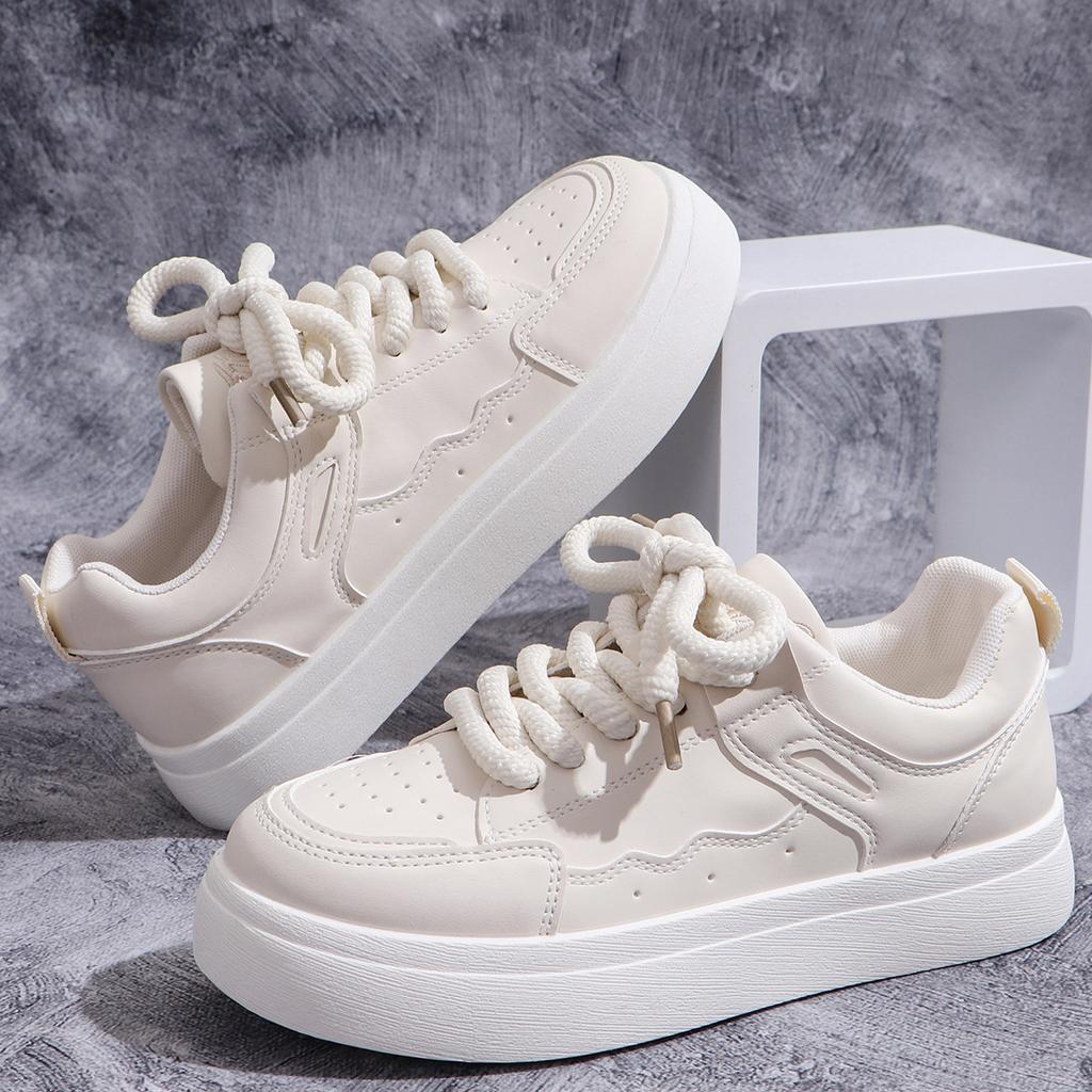 Fashion Sneakers Women's Breathable Platform Lace-up Sneakers Canvas Shoes Lace-up Black Running Tennis Vulcanized  Zapatos De Mujer