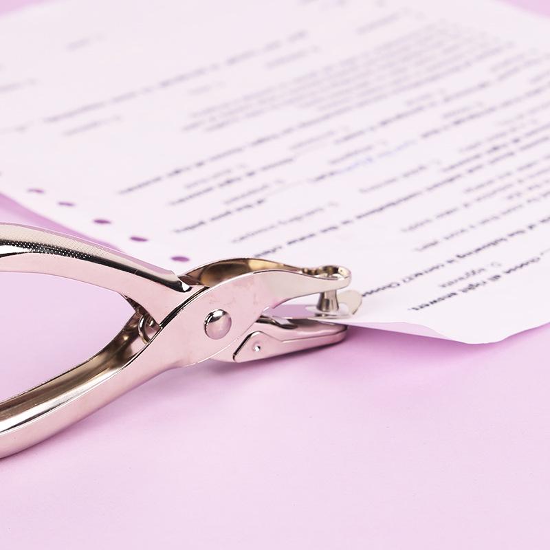 Single Hole Punch for A4 Paper - Rubber Coated, Manual Use for Students, Office, Home