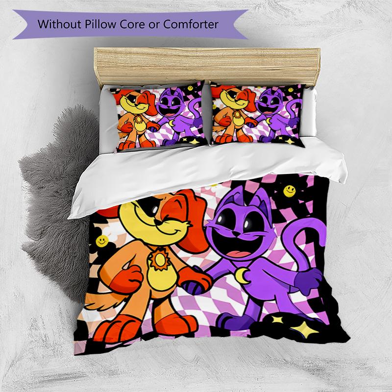 3pcs Smiling Critters1 Pattern Bedding Set Duvet Cover Set Includes Duvet Cover &pillowcases, Perfect All Season Bedroom Decoration & Gift
