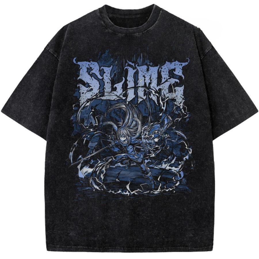 

That Time I Got Reincarnated As A Slime Tempest Rimuru Print Tee Men Women Retro Washed T-shirts Cotton T Shirt Harajuku Tshirt S