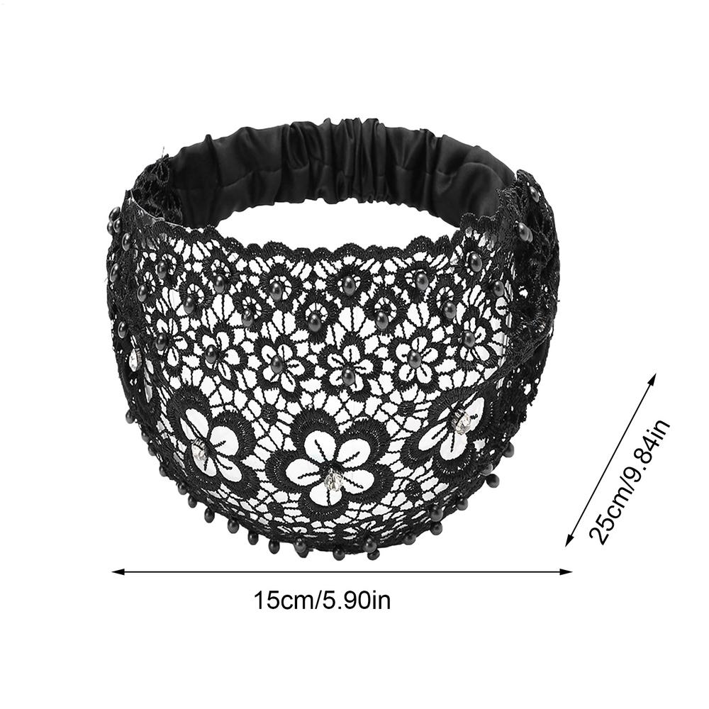 Fashionable Wide Lace Headband Anti-Slip Design Stylish Wide Embroidered Border Women's Knitted Hair Accessories Elegant Style