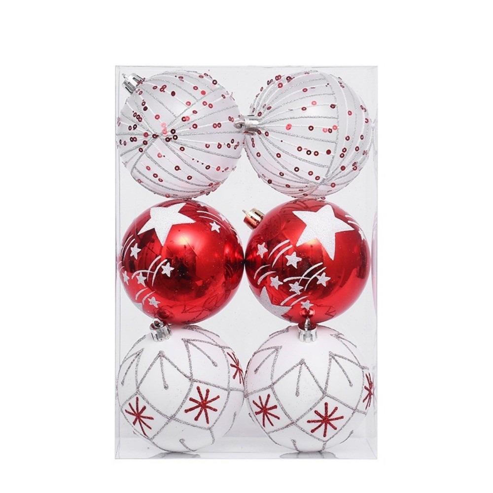 6PCS Plastic Glitter Christmas Ball Set 8cm Christmas Tree Baubles  Christmas Tree
