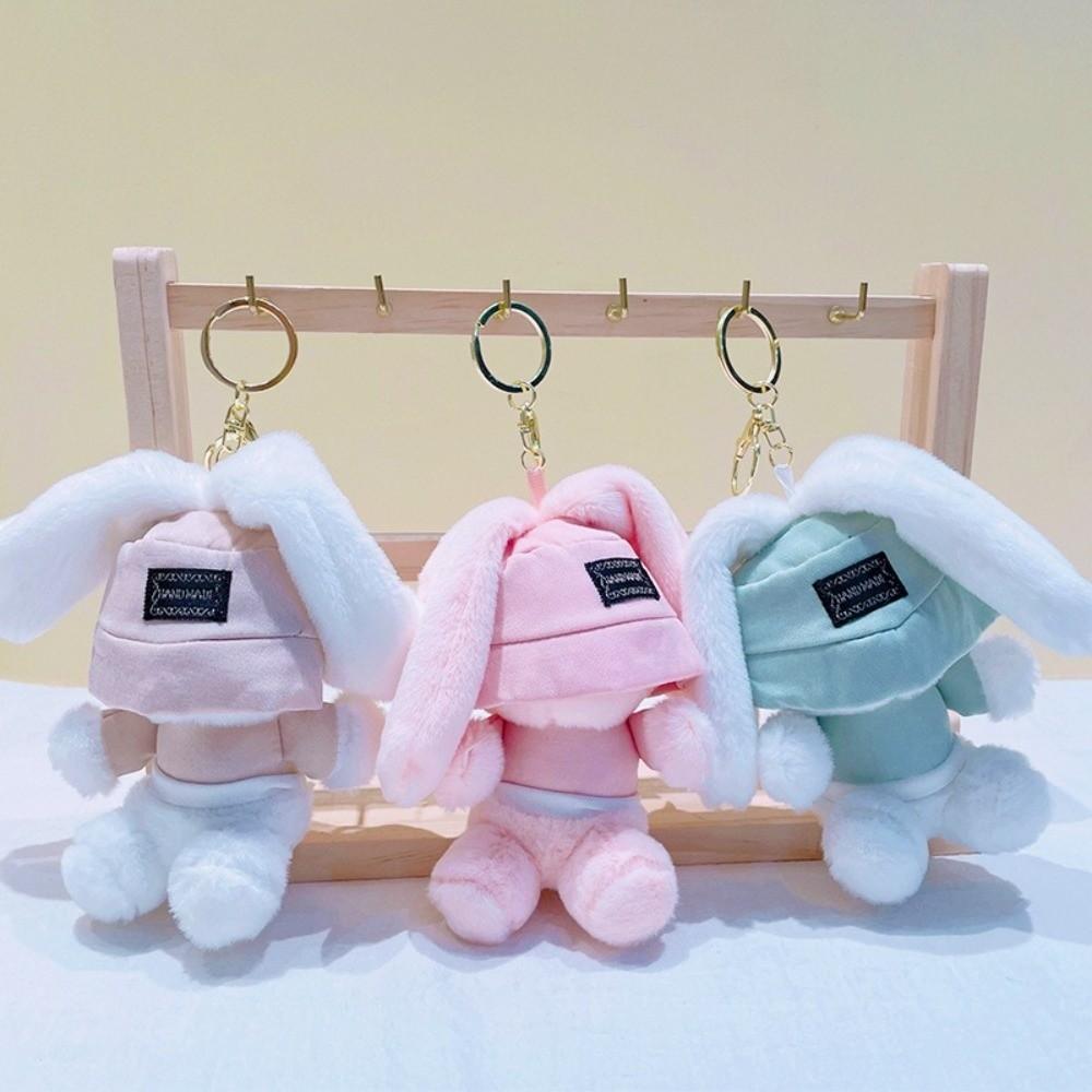 Kawaii Rabbit Plush Pendant Plush Backpack Pendant Creative Plush Rabbit Key Ring  Bag Charm