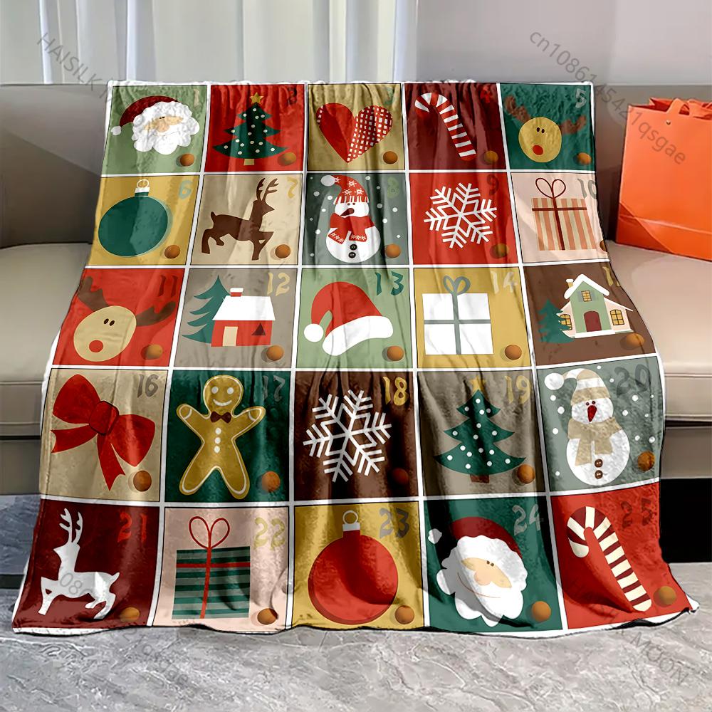 Festive Christmas-themed Illustrated Designs Blanket Flannel Material Soft Warm for All Seasons Home Outdoor Camping Picnics RV