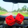 Car Colorful Soft Spotty Furry Fluffy Hanging Mirror Fuzzy Dice Decor Z4R1
