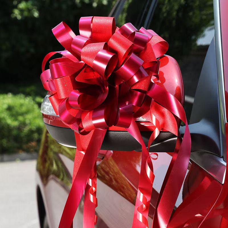 Shiny Double-Sided Red Ribbon Bow for Weddings, Gifts, and Events