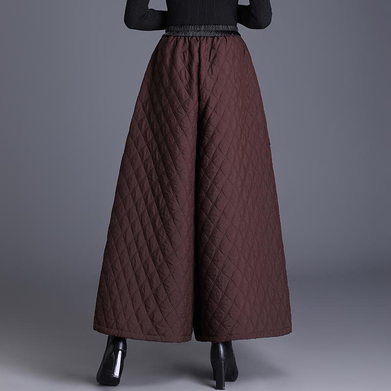 Péřová bavlna Polstrovaná vintage s vysokým pasem ležérní volná podzim zima široké nohavice Sukňové kalhoty Dámské volné ležérní kalhoty