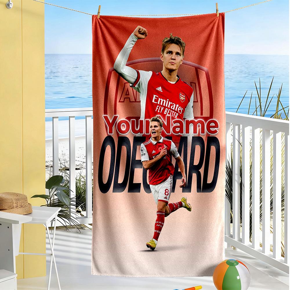Arsenal Kişiselleştirilmiş Yazılı Plaj Havlusu Süper Yumuşak Mikrofiber Hızlı Kuruyan Kumaş