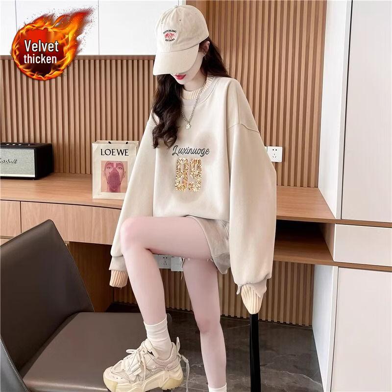 Fleece-Lined Sequin Letter Sweatshirt