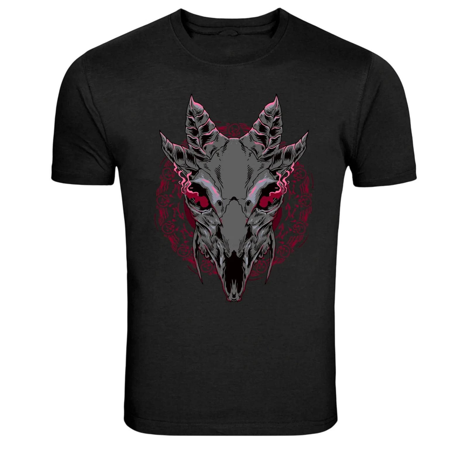 Demon Goat Skull Occult Dark Graphic T Shirt S