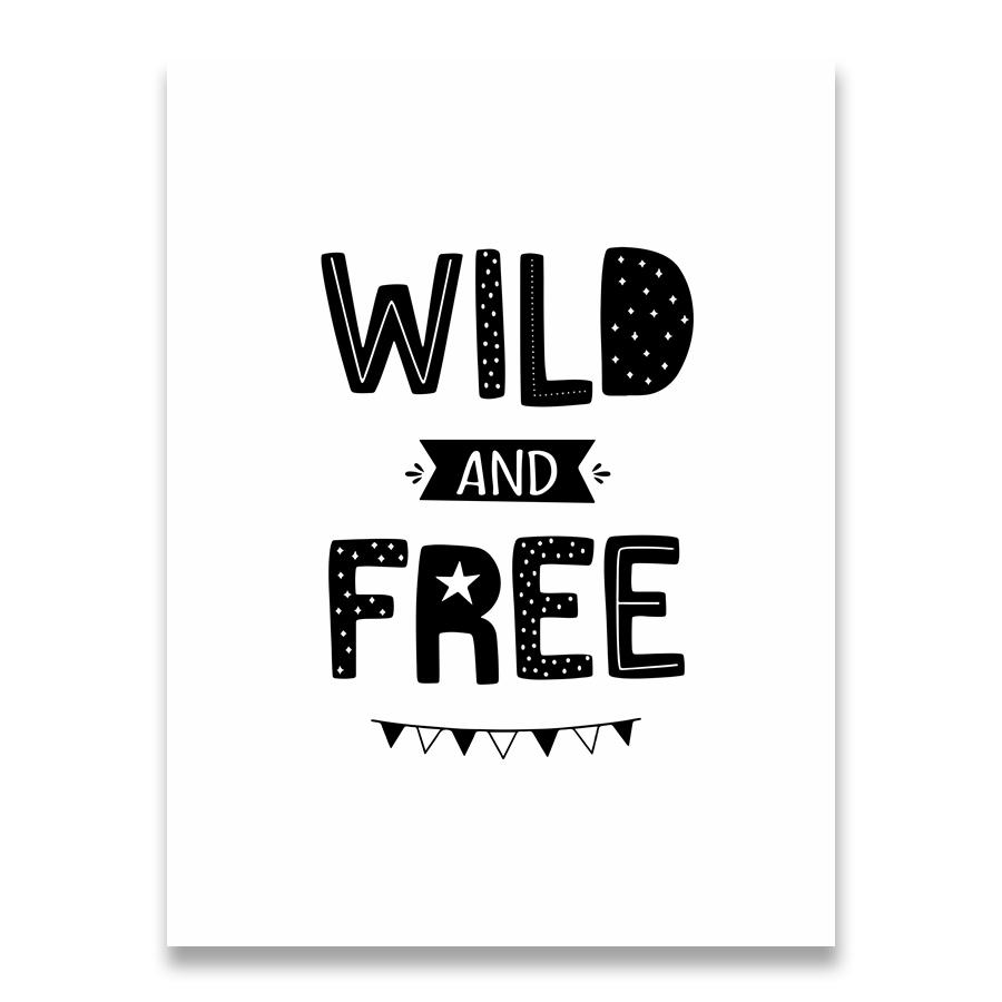 Nursery Wall Art Canvas Painting Black and White Adventure Be Wild and Free Quotes Posters and Prints Nordic Baby Room Picture