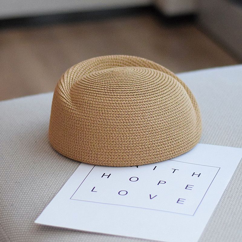 Summer Paper Straw Beret Hat Fedora Sun Cap for women Hostess Pillbox Hat Millinery Fascinator Base hat хаки
