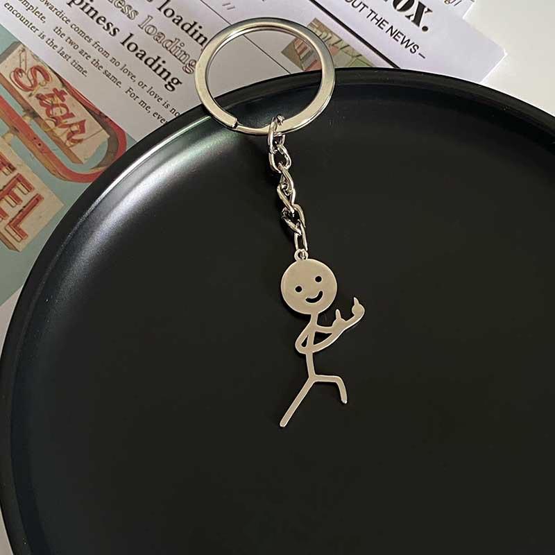 Fun Stickman Couple Keychain Ins Cute Personality Funny Student School Bag Pendant Girlfriend Birthday Gift