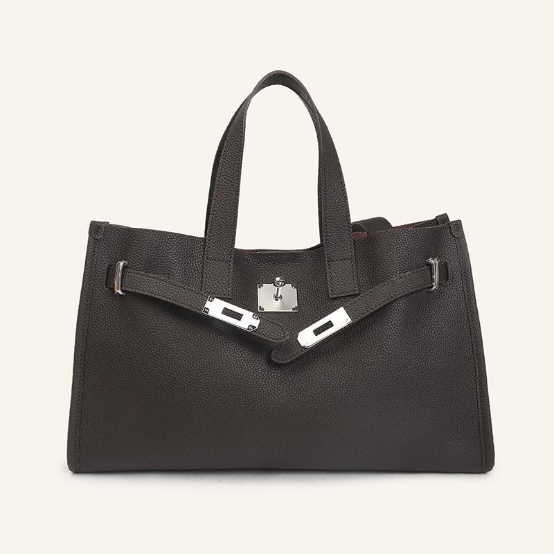 

Кожаная женская сумка, большая вместимость, ощущение высокого класса, деловая сумка-тоут для поездок на работу, сумочка, нишевая кроссбоди, универсальная, сумка на одно плечо для женщин 39x14x24cm коричневый/кофейный