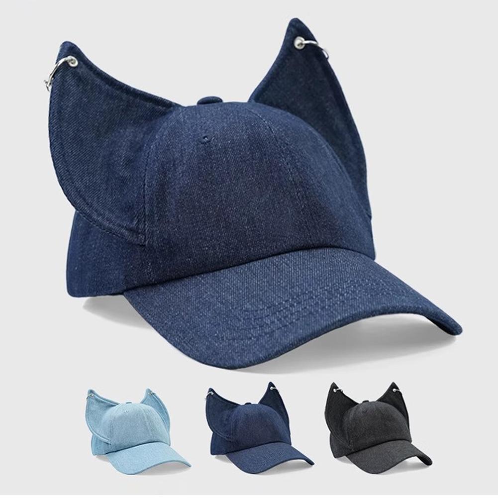 Adjustable Women Men Universal Cowboy Metal Buckle Trend Sunshade Baseball Cap Cute Fox Ears Hip Hop Hat Party Festival Gifts