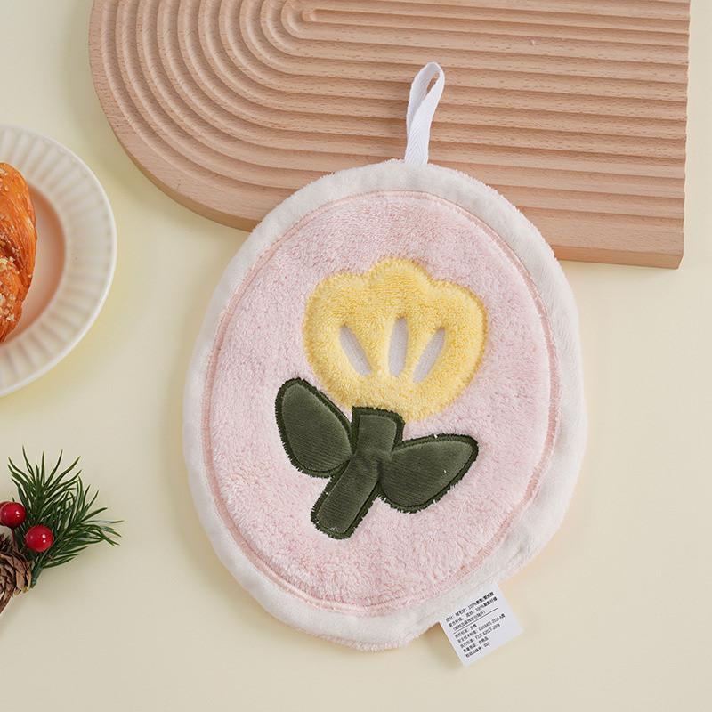 Cute Flower Handkerchief Hanging Toilet Kitchen Thick Cloth Super Absorbent Thick Handkerchief