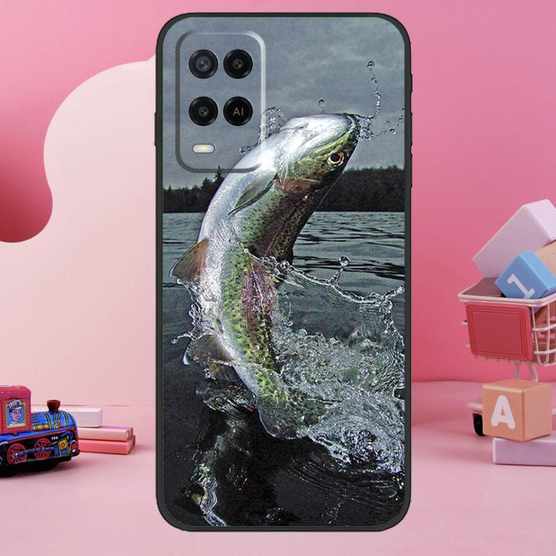 Vintage Trout Fishing Case For Oppo A18 A38 A58 A78 A98 A74 A54 A94 A80 A60 A40 A96 A76 A16 A15 A17 A57 A77 A5 Pro