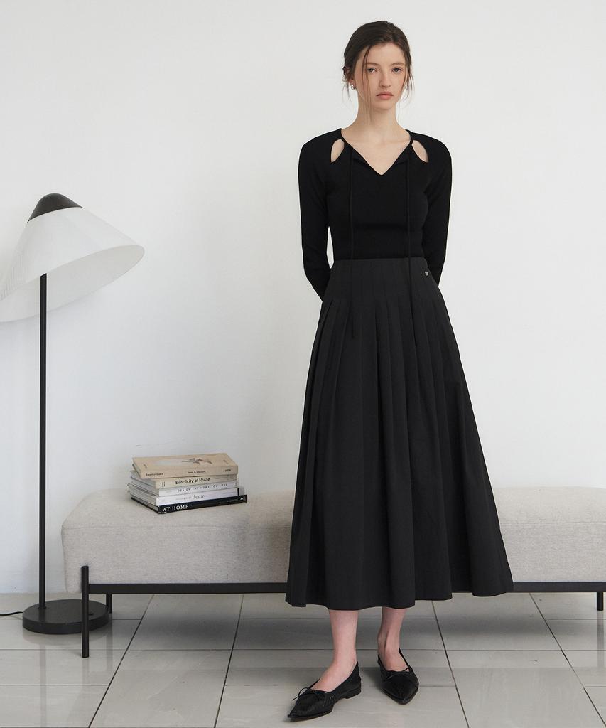 ARTID Pleated Nylon Full Skirt_Black