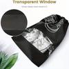 Travel Essentials Portable Travel Shoe Bag with Clear Window, Large Drawstring Dustproof Travel Shoe Storage Bag-tan