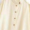 Womens Loose Fit Stand Collar Shirt 2026 Casual Long Sleeve Top Pure Color High Stretch