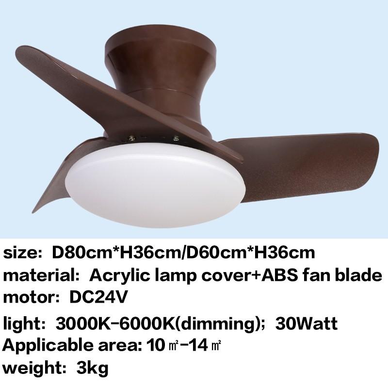 24" 32" DC Motor Small Ceiling Fan Lamp Electric Ceiling Fan With Light Bedroom  LED Tricolor Dimming Lighting Fan