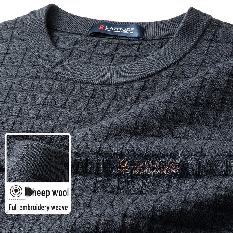 MONTAGUT Herren Karierter Rundhals Pullover Wollmischung