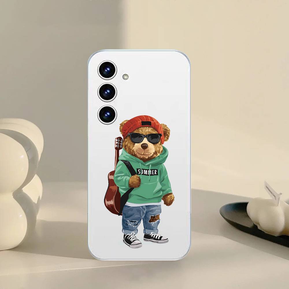 Teddy Bear Phone Case For Samsung Galaxy A52 A12 A51 S21 Edge S22ULTRA S23 S24 S20LITE Plus Ultra Transparent Cover