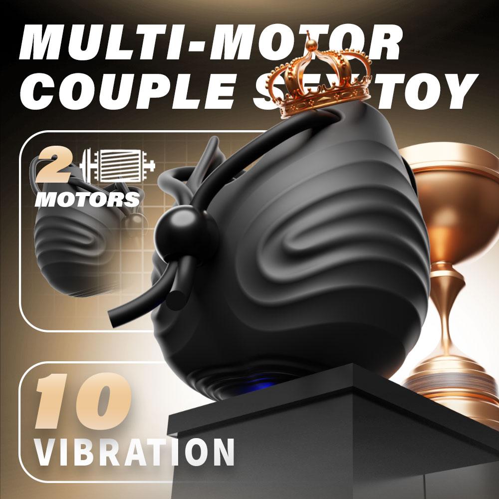Adjustable Penis Ring Vibrator with 10 Vibration Modes for Delayed Ejaculation Penis Ring with Testicle Massager Couples Set Men's Adult Toy