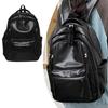 Soft PU Leather Backpack Spacious for College Essential Fashion Solid Color Laptop Daypack for Student and Commuters