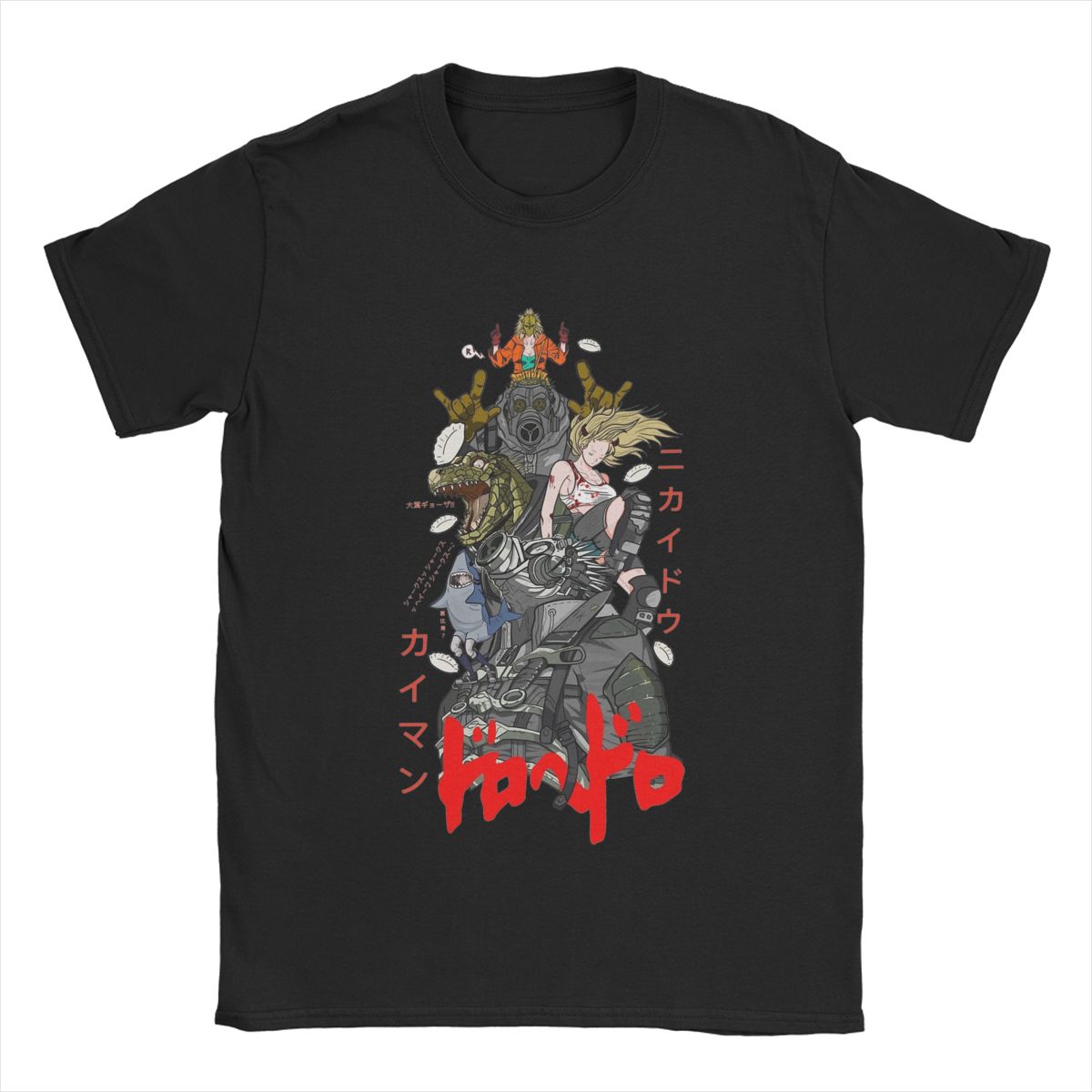 

Мужская футболка Dorohedoro Funny Pure Cotton Tee Shirt Short Sleeve Anime T Shirts O Neck Clothing 4XL 5XL XXL чёрный