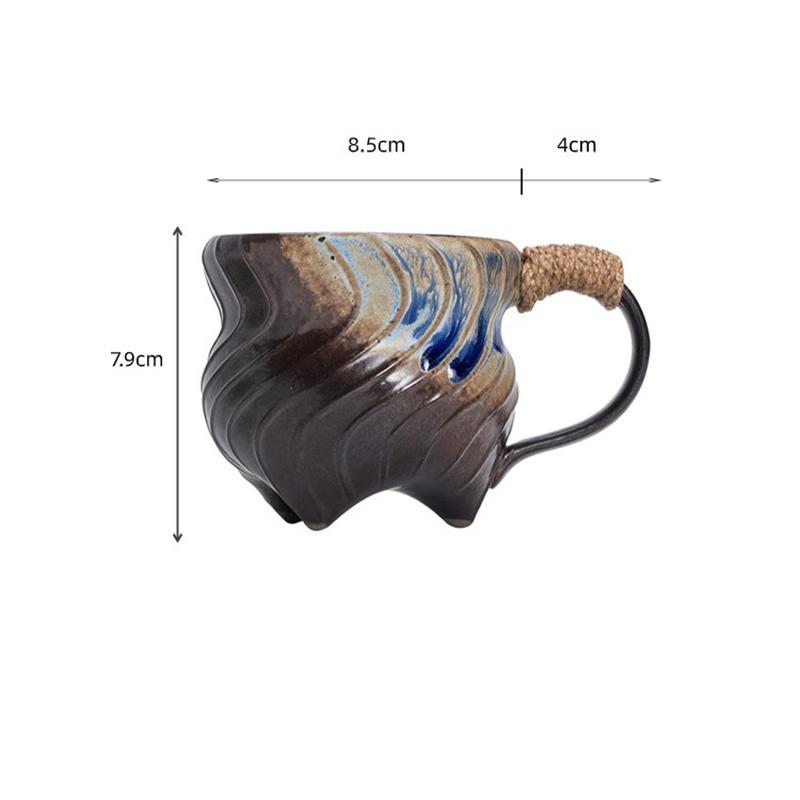 Vintage Gradient Irregular Thread Ceramic Mug Vintage Tie Coffee Cup Birthday Gift Breakfast Oat Milk Cup Office Mug Home Decor