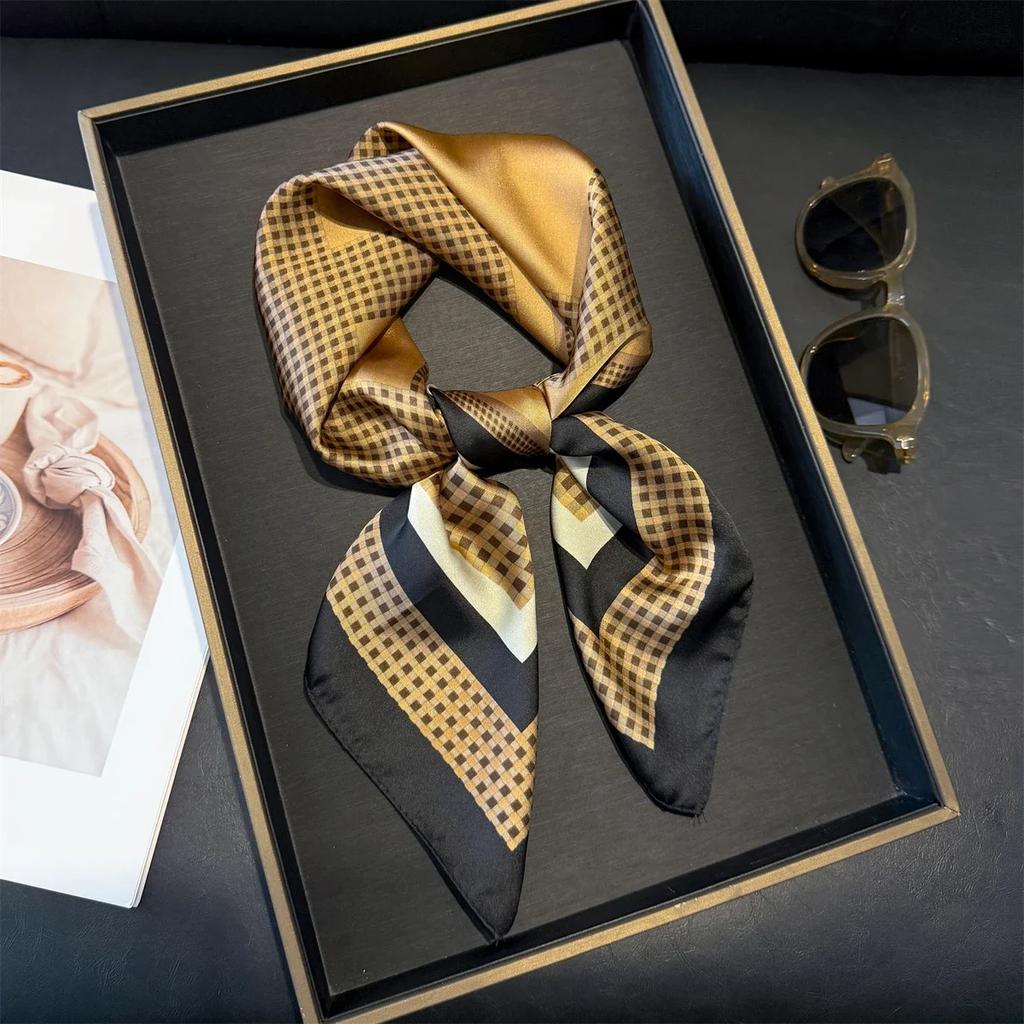 Fashion Luxury Brand 70cm Silk Feel Square Scarf Women Neck Tie Female Hair Bandana Headkerchief Shawl Wrap Hijab Echarpe