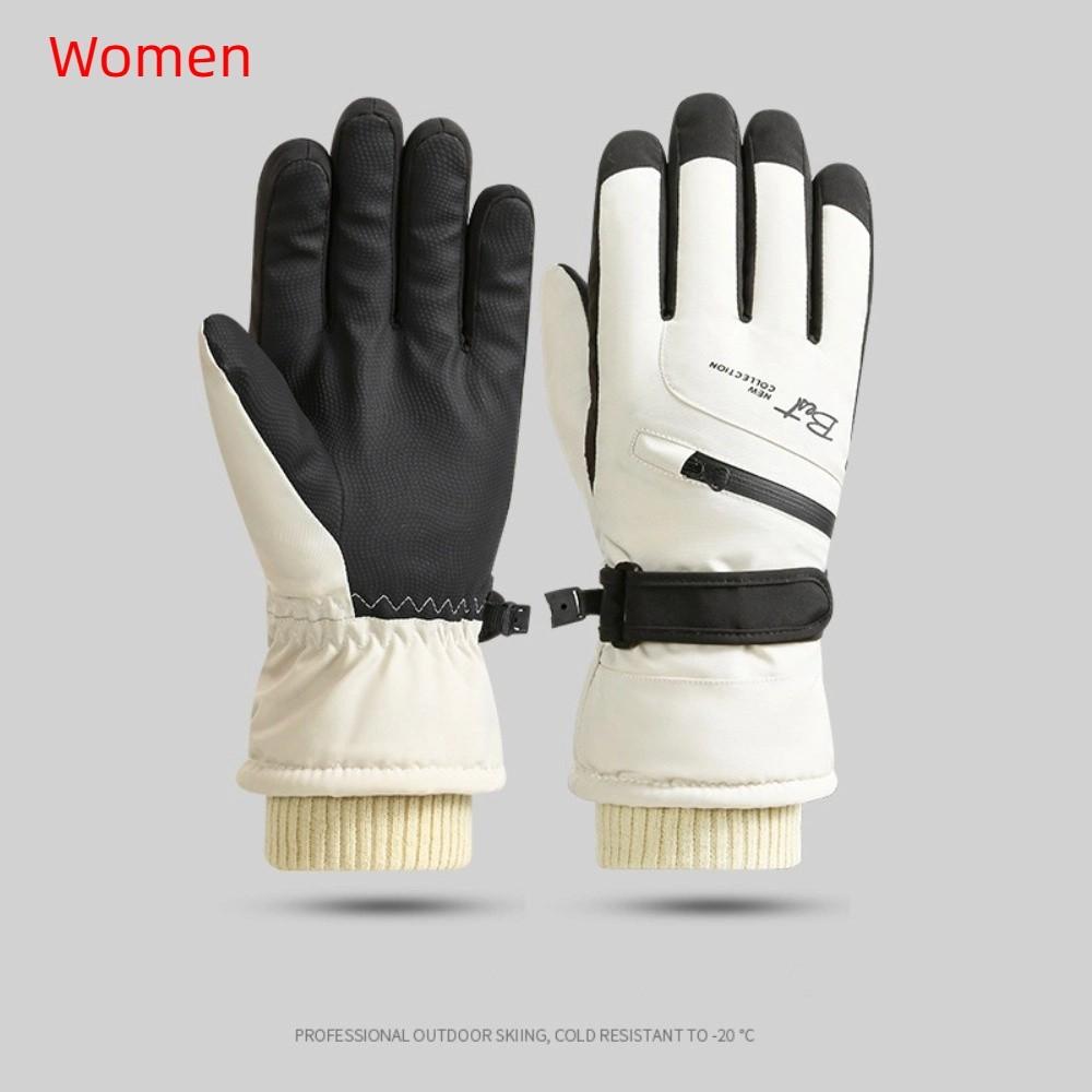 With Zippered Pocket Touchscreen Gloves Full Finger Motorcycle Gloves Windproof Ski Gloves  Camping