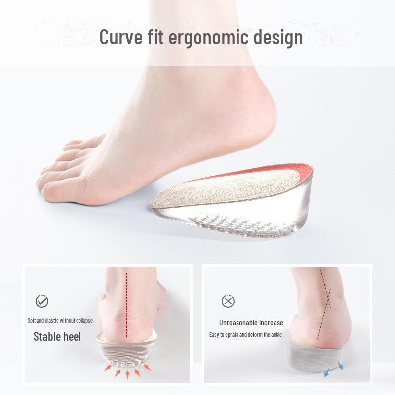 Silicone Height-Increasing Insole for Loafers and Boots - Comfortable, Invisible Half Pad for Men & Women