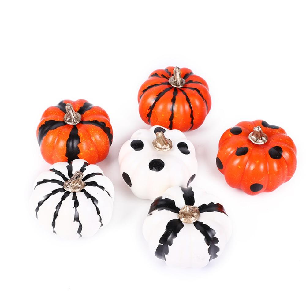 

Маленькие Хэллоуинские украшения Мини искусственные тыквы Дизайн с принтом Тыквенные украшения Домашний декор Style 2