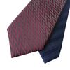 [D+ARTS] Men's Silk Necktie, Nishijin-ori Weave, Made in Japan, Geometric Pattern Design, Color-Blocked, Stylish Business Suit Accessory, Red x Navy